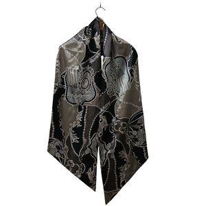 Dennis Basso Large Shawl Black and Silver Ropes and Tassels